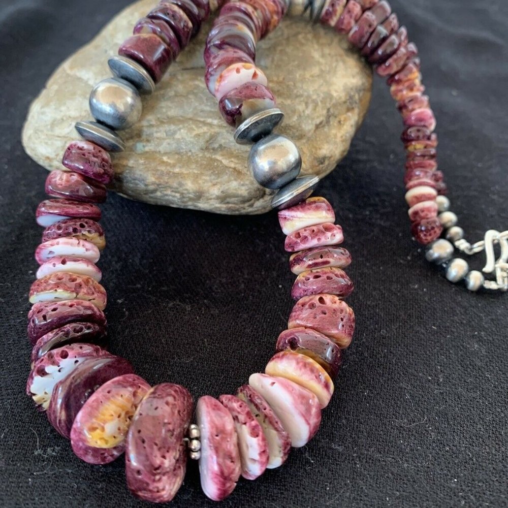 Navajo Pearls Spiny Oyster Necklace Pendant Ln 20 - Picture 6 of 12